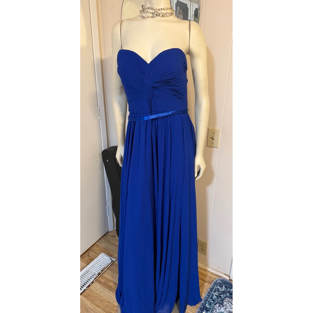NWT Cinderella Divine 7455 Royal Blue Strapless Chiffon Gown Dress Size 12